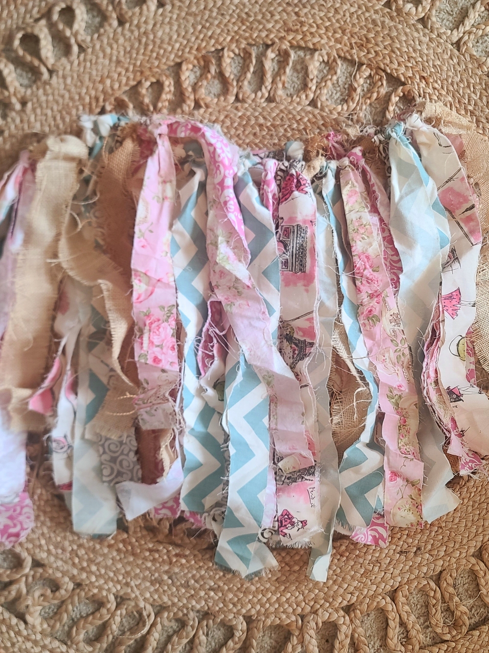 Boho Pink & Light Blue Mixed Print Fringe Skirt